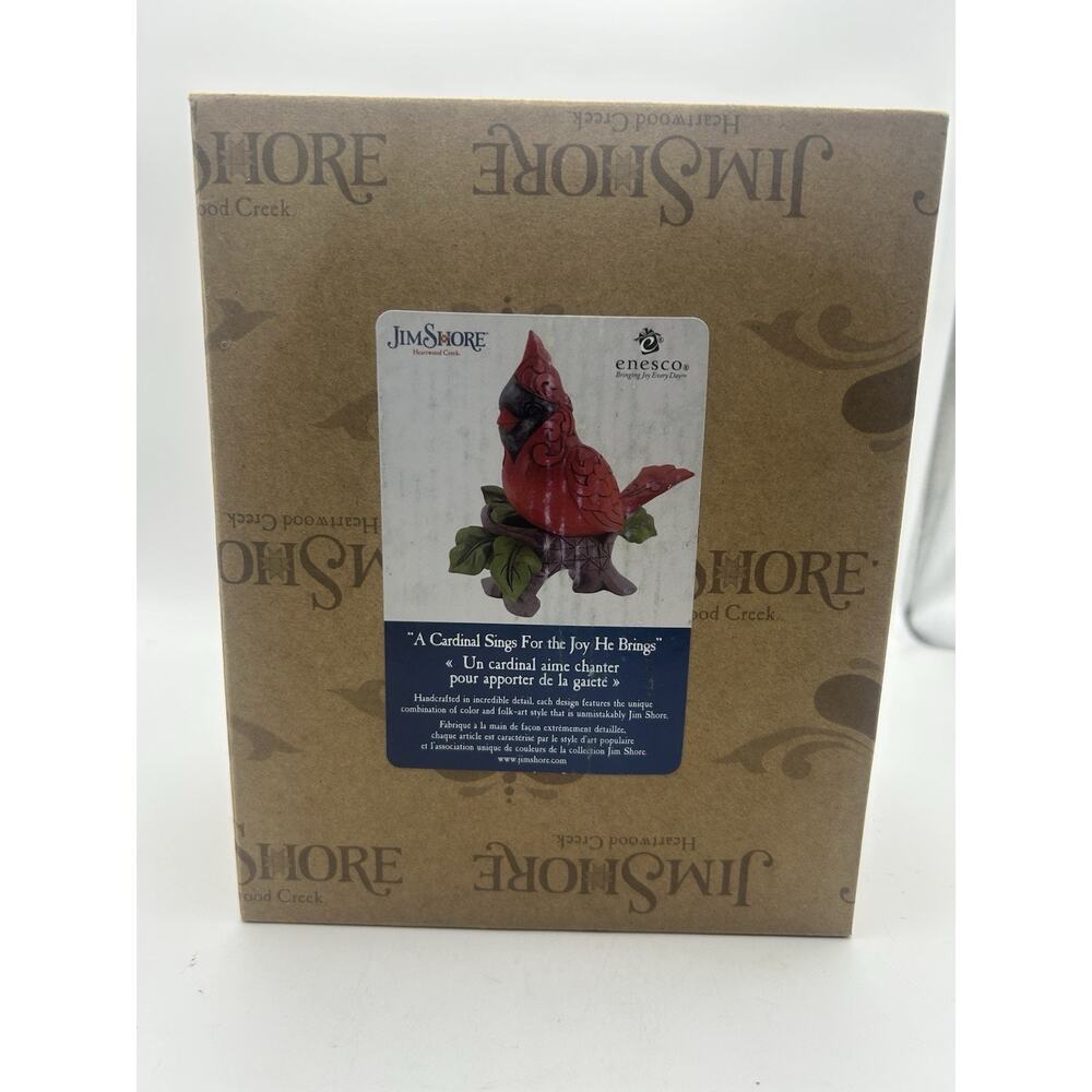 Jim Shore Heartwood Creek Cardinal Sitting on Branch Figurine, 5 Inch, Multicolo